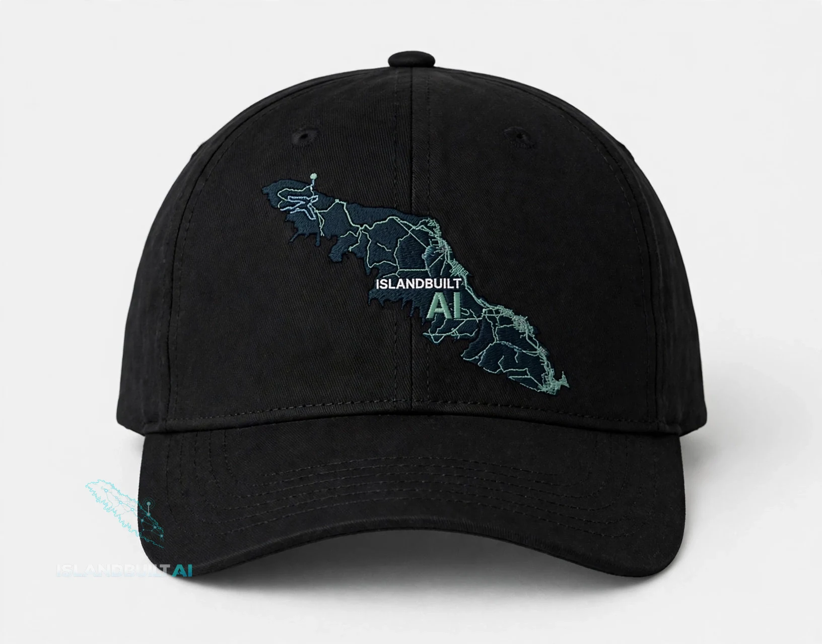 IslandBuilt AI logo embroidered cap mockup