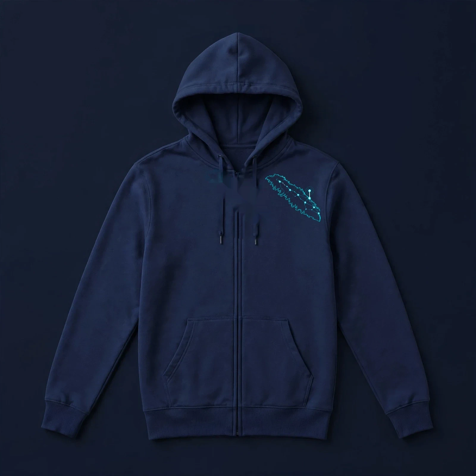 IslandBuiltAI logo zip-up hoodie mockup